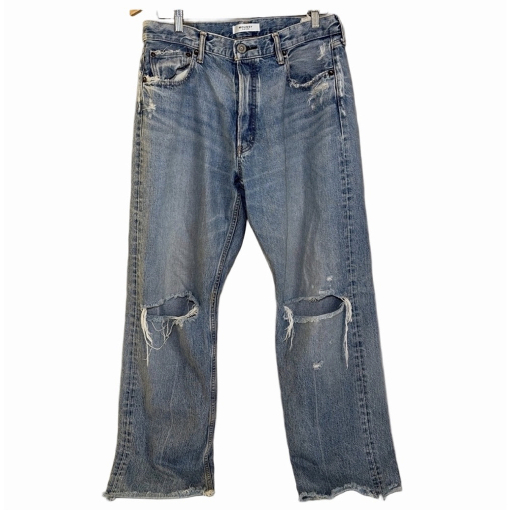 Moussy Vintage MV Viola Wide Straight Button Fly Jean Distressed Size 31